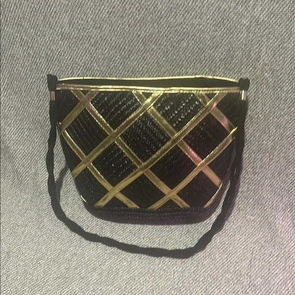 Worthington Black and Gold Geometric Shoulder Bag - Picture 1 of 14